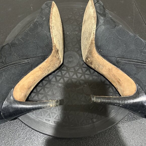 COACH Bennett Womens Canvas Bootie Stiletto Signature Monogram Jacquard Size 6.5 - Picture 6 of 9